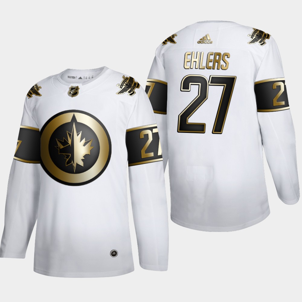 Men Winnipeg Jets #27 Nikola Ehlers Adidas White Golden Edition Limited Stitched NHL Jersey